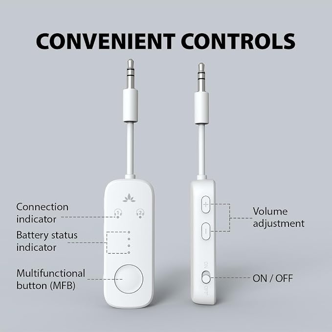 Avantree Relay - Premium Airplane Bluetooth 5.3 Adapter & Clan N1 - Active Noise-Canceling Wireless Earbuds for Music, Calls While Commuting with Hybrid ANC, Transparency Mode