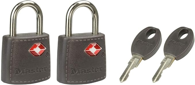 Master Lock 4695EURTAST Pack of 2 TSA Approved Aluminum Luggage Padlock, Random Color, 1.5 x 0.9 x 0.4 inch