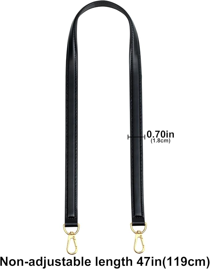 jiesinlov Vachetta Leather Straps Replacement Crossbody, Purse Shoulder Strap for Gracefull Bags (W0.7in,L47in-Black)