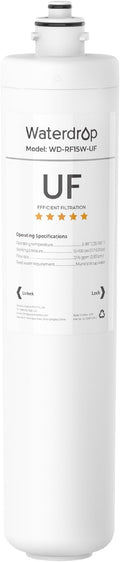 Waterdrop RF15W-UF 0.01 μm Water Filter Replacement for Waterdrop 15UAW-UF/15UBW-UF Under Sink Water Filter, Reduces Lead, Chlorine, Bad Taste & Odor, 2 Years