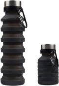 Resueable BPA Fress Silicon Foldable Water Bottle For Gym Travel Portable Leakproof Sports Water Bottle(Black)