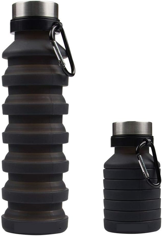 Resueable BPA Fress Silicon Foldable Water Bottle For Gym Travel Portable Leakproof Sports Water Bottle(Black)
