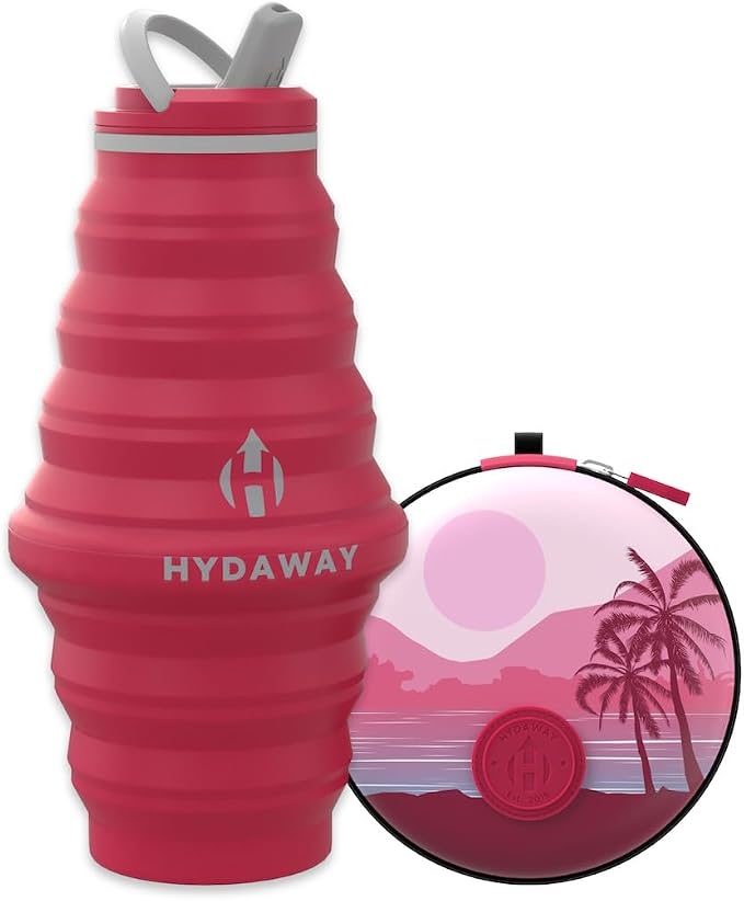HYDAWAY Hydration Travel Pack - 25oz Collapsible Water Bottle with Flip-Top Lid and Protective Travel Case - BPA-Free, Leak-Resistant, Reusable Bottle for Traveling, Hiking, and Daily Use