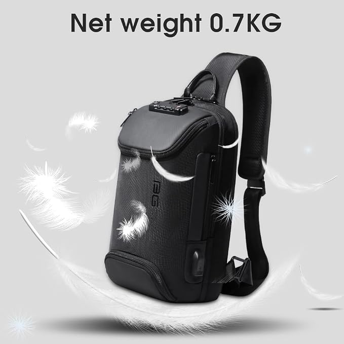 BANGE Sling Backpack with Lock, Anti Theft Crossbody Shoulder Bag for Men Women, Waterproof Small Daypack with USB Charging Port for Outdoor Sports
