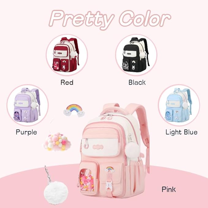 VIDOSCLA Vivid Girls' School Backpack Kids Elementary Schoolbag Primary Backpack with Multi-Pocket Design