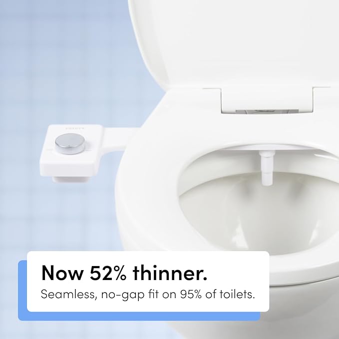 TUSHY Fresh Ultra-Slim Starter Bidet Attachment for Toilet | Non-Electric, Adjustable Water Pressure, Cool Water Rear Wash, Self-Cleaning | Fits Elongated & Round Toilets, Easy 10 Min Install, Bamboo