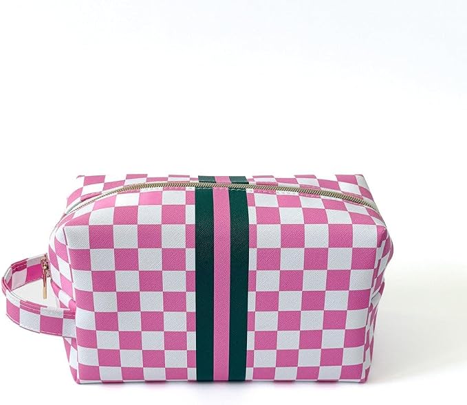 Sassy Caddy Makeup Bag for Women – Golf Accessory Pouch, PU Leather Cosmetic Organizer, Sunscreen Toiletry Case with Handle, Water-Repellent Lining, Cute Travel Gift