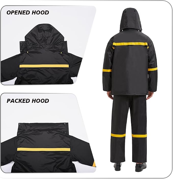 Rain Suits for Men Waterproof Hooded Jacket and Pants Breathable Rain Coats Rain Gear for Outdoor Activity and Work
