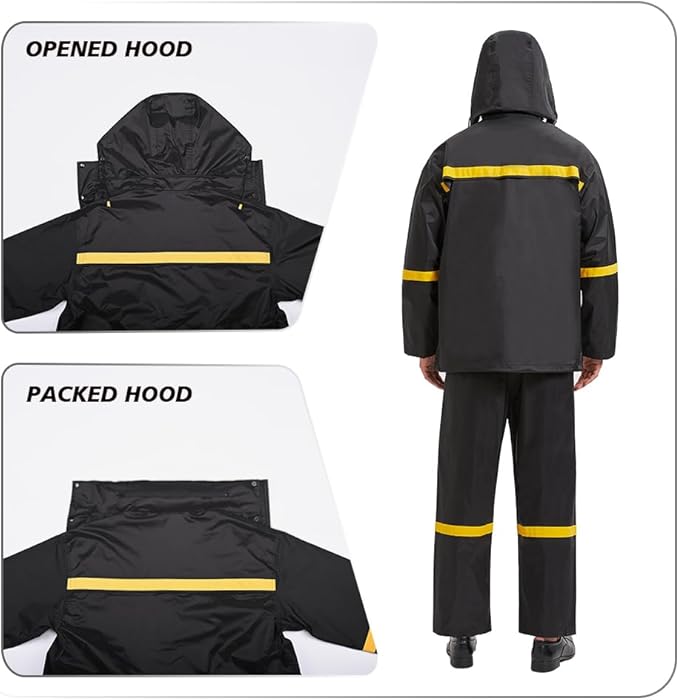 Rain Suits for Men Waterproof Hooded Jacket and Pants Breathable Rain Coats Rain Gear for Outdoor Activity and Work