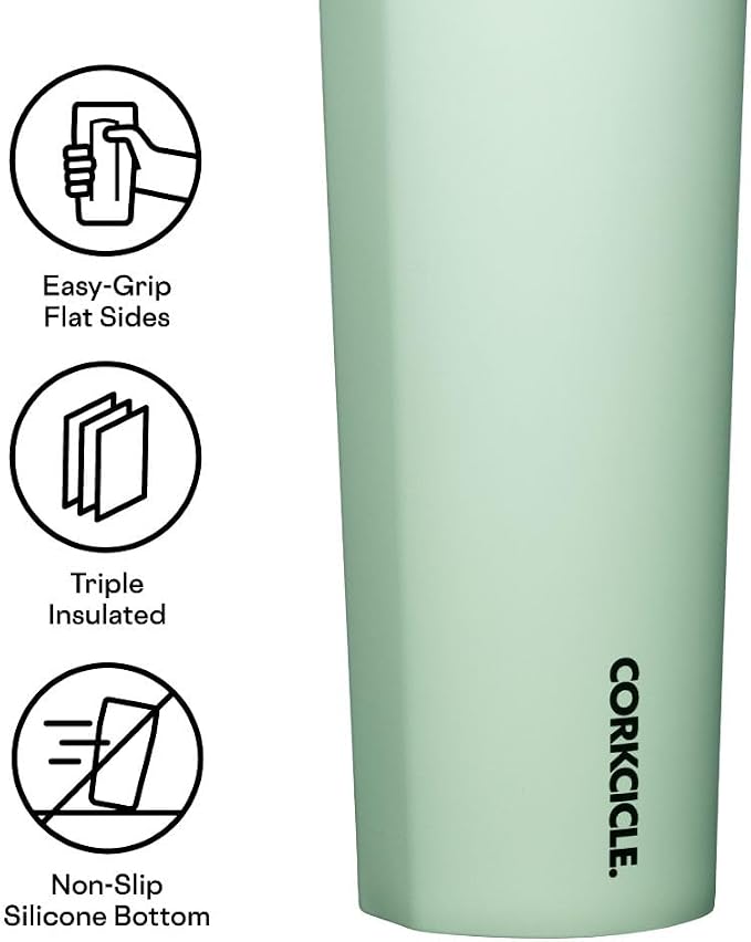 Corkcicle Classic Sport Canteen - Insulated Stainless Steel Water Bottle - Compact & Travel-Friendly - Durable - Dishwasher Safe - BPA Free - Non-Slip Silicone Base - 20 oz - Sage Mist