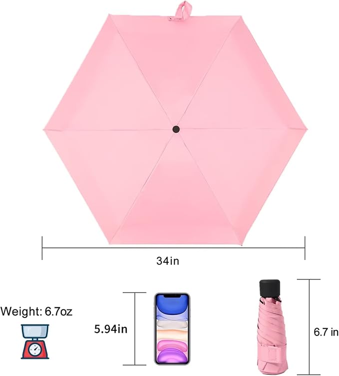 GAOYAING Compact Travel Umbrella with Case Sun&Rain Lightweight Small and Compact Suit for Pocket