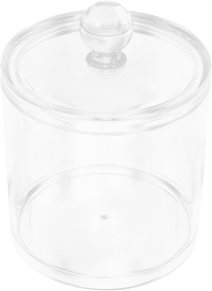 Unomor 5pcs Cotton Swab Holders Round Container Lid for Organized Storage of Cotton Pads and Swabs Lightweight Bathroom Organizer for Makeup Remover and Sundries