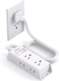 Cruise Essentials - Flat Plug Power Strip, Addtam 5 ft Ultra Flat Extension Cord with 6 Outlets Extender, No Surge Protector for Cruise Ship, Travel, Dorm, Home Office, ETL Listed