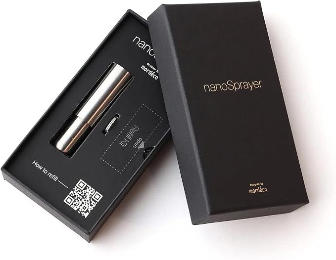 mordeco nanoSprayer Mini Perfume Refillable Bottle, Perfume Atomizer, Essential Oil Bottles, Small Spray Bottle for Travel, Everyday Carry (5ml, Silver)
