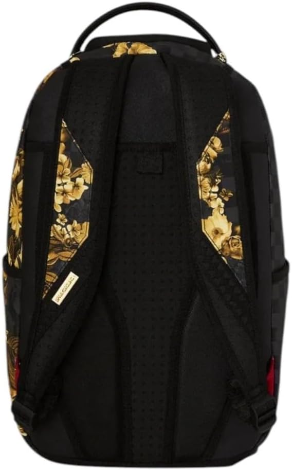 Sprayground Gold Floral Remix Backpack, Black Gold, Premium Durable Materials, Multiple Compartments