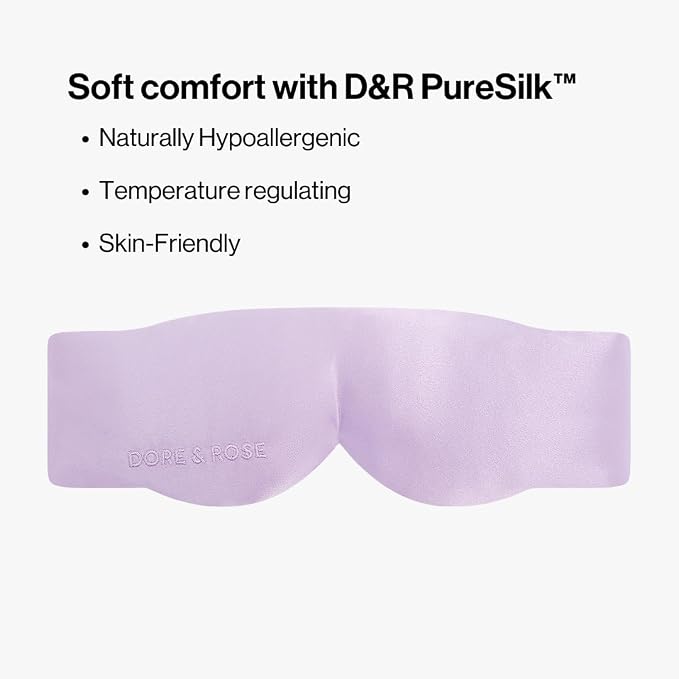 Dore & Rose — Mulberry Silk Sleep Mask for Women & Men, 3D Contour Blackout with cups, Pure Silk Eye Masks for Sleep, Travel Night - Eye Cover, Sleeping Mask, Sleepmask, Eyemask, Pods, Lash Extensions