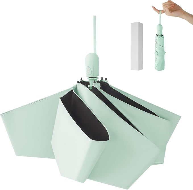 Ultra Lightweight Compact Umbrella 7.8 oz, Auto Open Close Folding Design for Sun & Light Rain, Mini Travel Accessory for Purse & Backpack, Portable UV Protection for Daily Commute, One-Person Use