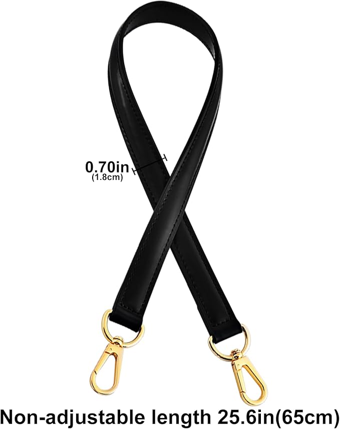 jiesinlov Vachetta Leather Replacement Straps Purse Shoulder Strap Accessories for Graceful Tote Hobo Speedy25 30 Alma And Dauphine pochette neno Bags(W0.7in,L25.6in-Black)