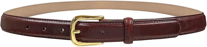 Genuine Full-Grain Cowhide Leather Dress Belt Solid Brass Gold Buckle 1-3/8'' or 1" Wide