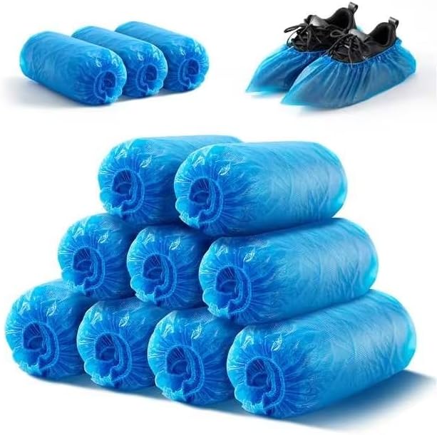 HUADYMEET Shoe Covers 200 Pack(100 Pairs) Large Shoe Covers Disposable Shoe Boot Covers Waterproof Shoes Protectors Covers Durable Boot&Shoes Covers for Indoors,One Size Fits All, 600g/Bag