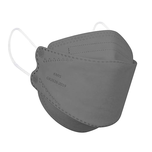 Borje KN95 Face Masks for Adults 50 Pack, 5-Ply Grey Disposable Face Mask Against PM 2.5 Smoke & Dust, Filtration Efficiency 95%
