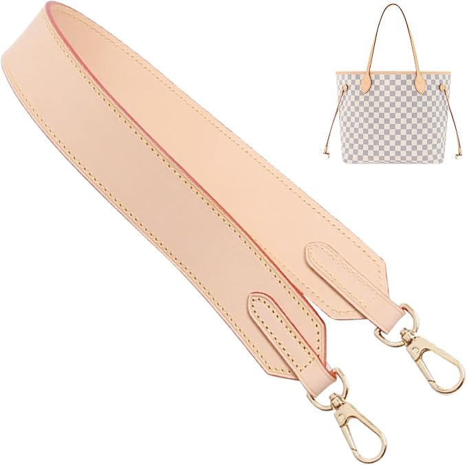 jiesinlov Vachetta Leather Wide Straps Replacement Bag Shoulder Strap for Neverful Speedy Graceful Tote Handbag(W1.5in,L25.6in-Apricot)