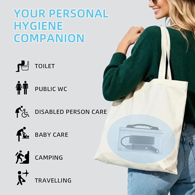 Portable Bidet for Travel with Soft and Strong Water Pressure Modes, USB-C Rechargeable Travel Bidet, Large 2.3L Water Tank for Home and Camping Use (Black)