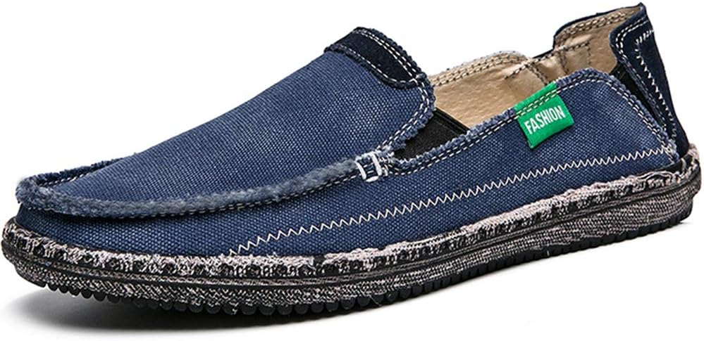 CASMAG Men's Casual Cloth Shoes Canvas Slip on Loafers Leisure Vintage Flat Boat Shoes