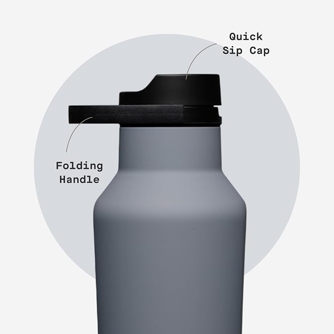 Corkcicle Sport Canteen - Keeps Drinks Cold 25 Hours - Stainless Steel Water Bottle - Triple-Insulated - Spill-Proof - Summer Drinkware Gift - Keeps Drinks Ice Cold - 20 oz - Hammerhead