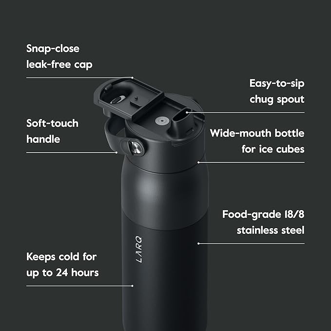 LARQ Summer Swig Set: Bottle Swig Top 23oz Obsidian Black Filter Straw