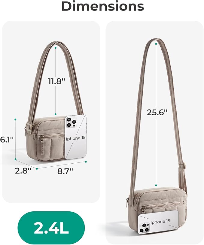 BAGSMART Cross Body Purse, Mini Crossbody Bags for Women Travel Purse, Puffy Shoulder Handbag Wallet with RFID Blocking Slots, Green