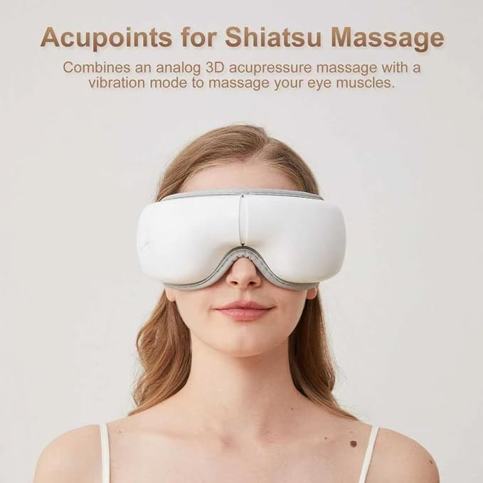 LAOBEN Eye Massager with Heat, Fathers Day Birthday Gifts for Men Women Her Him,Handheld Massager with Light-Blocking Design, Reduce Strain