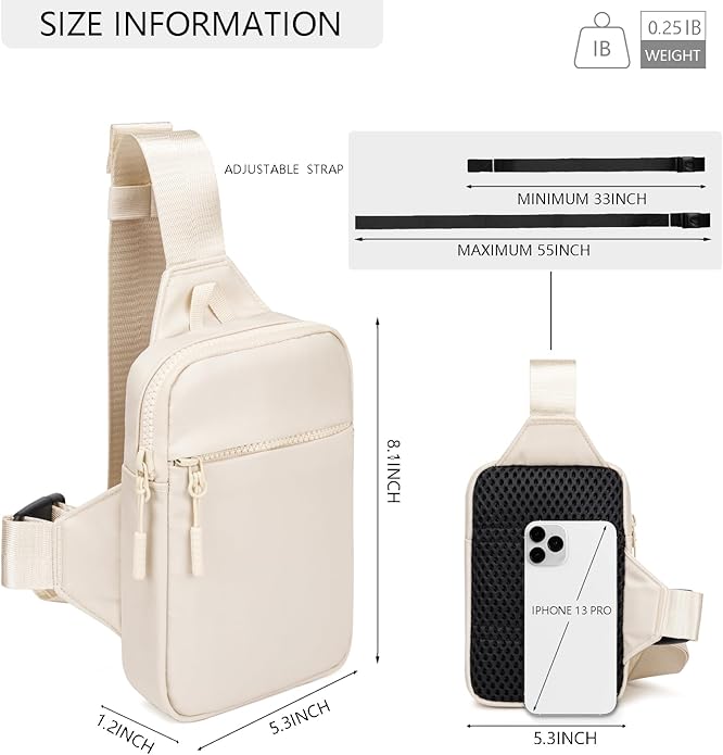 higouta Mini Sling Bag for Men Women, Small Crossbody Casual Utility Chest Phone Bag for Travel Workout