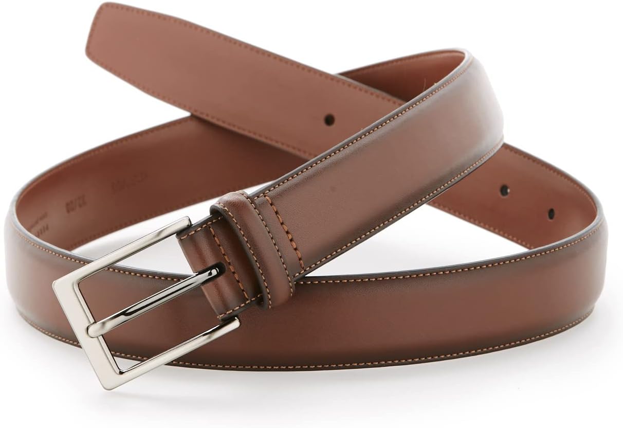 Perry Ellis Men's Portfolio Amigo Faux Leather Dress Belt With Genuine Leather Lining (Available in Big & Tall)