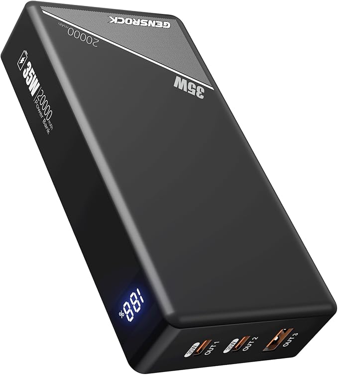 GENSROCK Portable Charger Power Bank 20000mAh,PD 35W Fast Charging Power Bank, LCD Display Battery Pack for iPhone17/16/15/14/13 Series, iPad and More