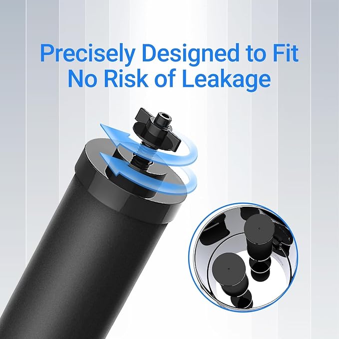 Filterlogic Gravity Water Filter, Replacement for Berkey® BB9-2® Black Carbon Filters, Purewell®, ProOne®, Waterdrop Gravity Filter System, NSF/ANSI 42&372 Certified, 4 Pack