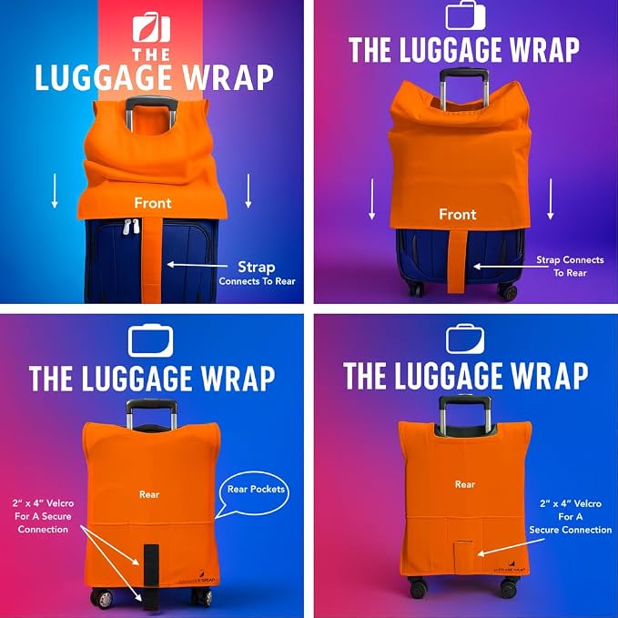 Small, Opulent Orange Water-Resistant Luggage Covers for Suitcase TSA Approved for 19"-21" - Durable Patented Design Suitcase Covers for Luggage, Fundas para Maletas, Travel Accessories