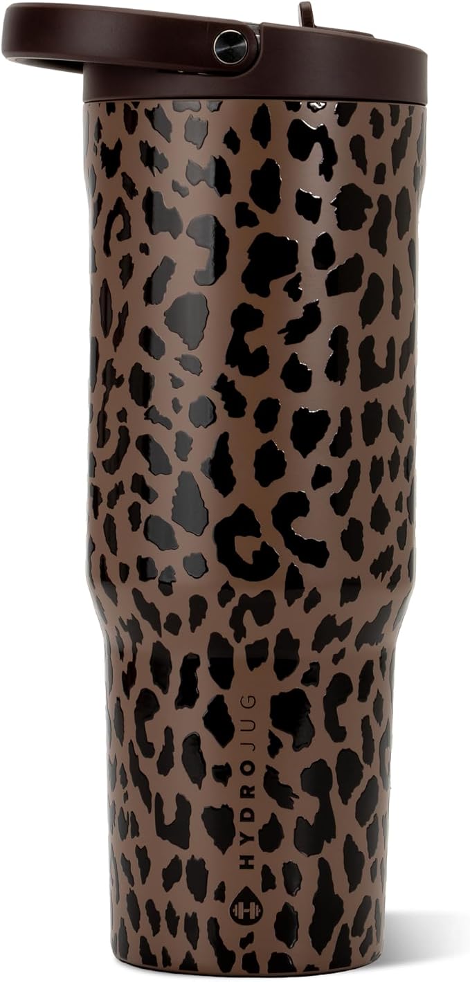 HydroJug Sport 40 oz Insulated Stainless Steel Water Bottle, Brown Leopard