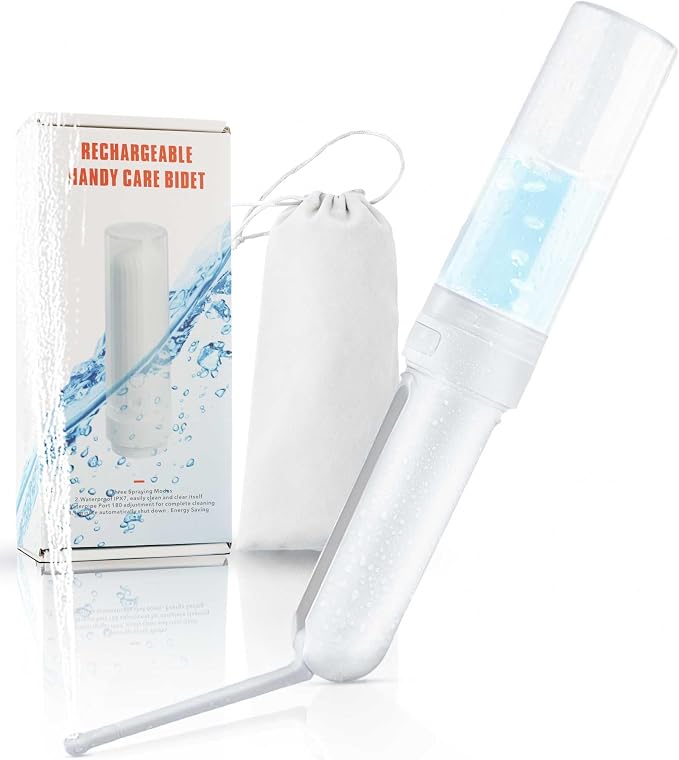 Rechargeable Portable Bidet - Handheld Travel Bidet Sprayer with 3 High Pressure Modes, IPX6 Waterproof & Cordless Design for Ultimate Personal Hygiene at Home and On The Go (White)