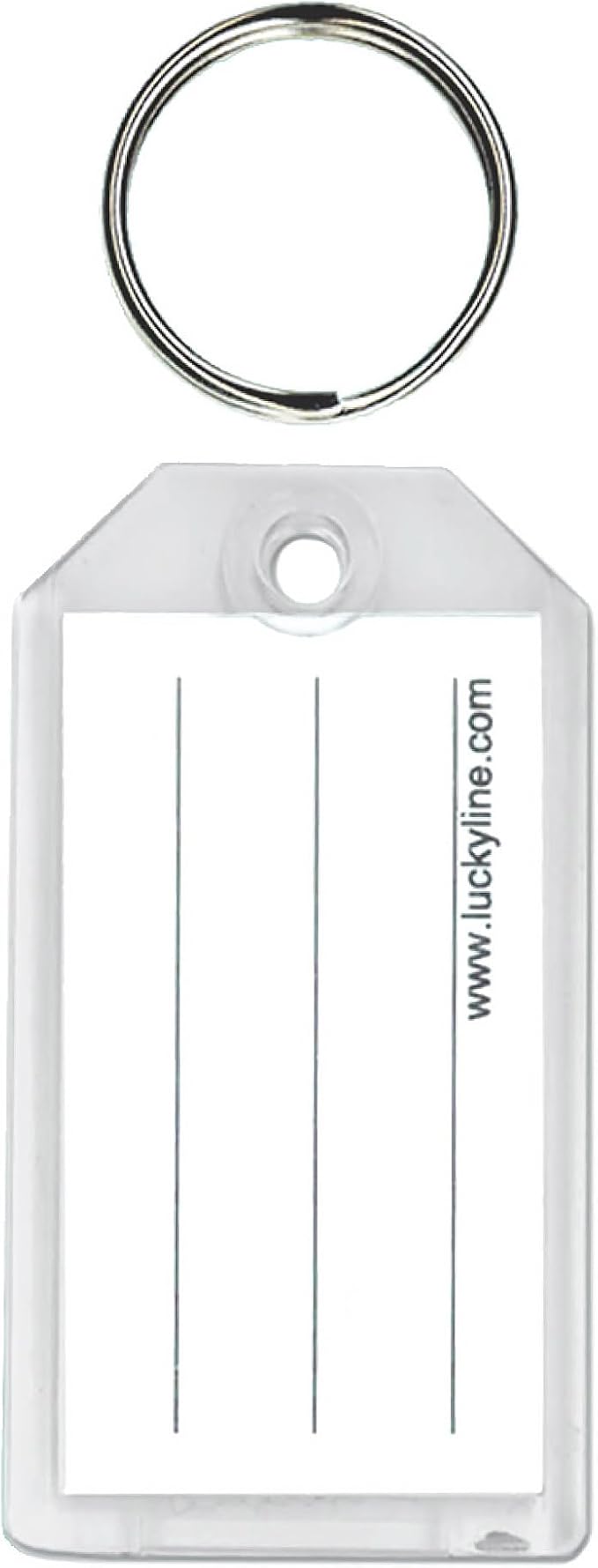 Lucky Line Extra Strength Key Tag with Split Ring, Clear, 100 Per Display Box (20400)