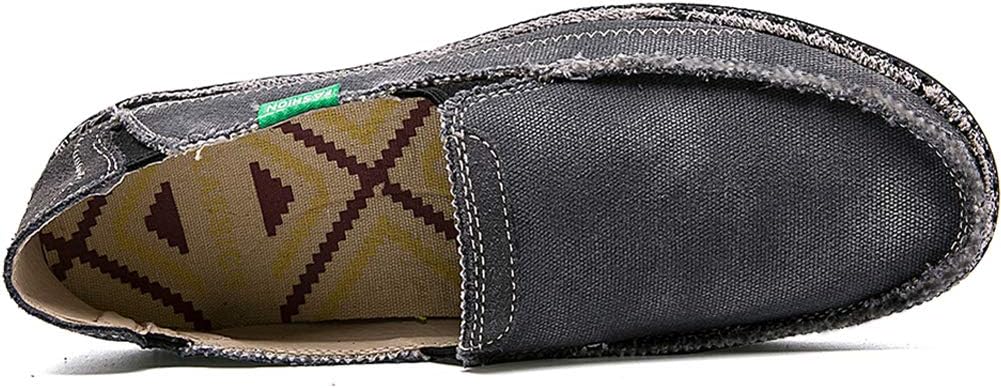 CASMAG Men's Casual Cloth Shoes Canvas Slip on Loafers Leisure Vintage Flat Boat Shoes