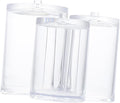 GLEAVI Triple Compartment Cotton Swab Dispenser Acrylic Makeup Organizer Lid for Bathroom and Vanity Storage