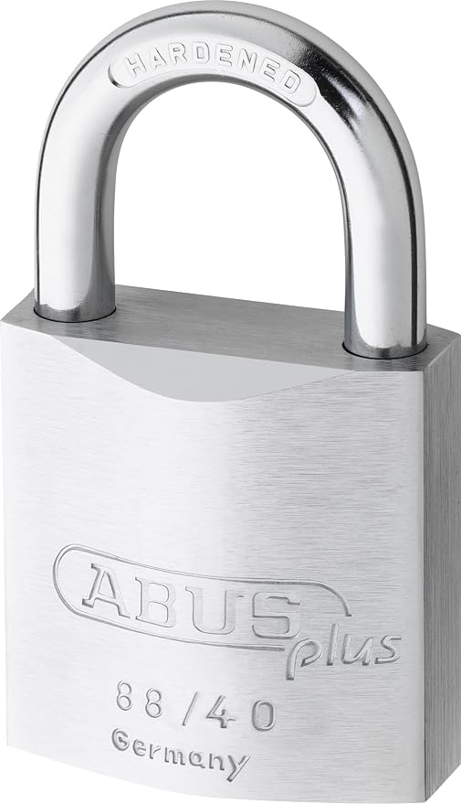 ABUS 88/40 Stainless Brass Lock with 2 Keys for Outdoor, Storage, Gate, 1.58in (40mm) Wide (Keyed Different, 1)