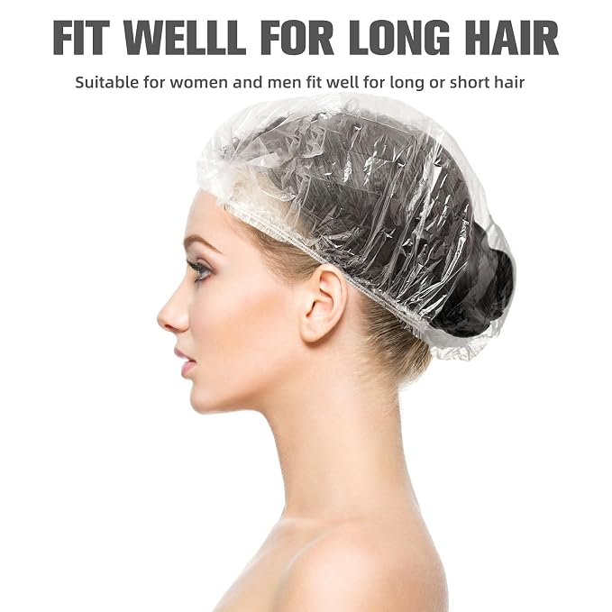 Larger Shower Caps Disposable, 500PCS Thicker Waterproof Plastic Elastic Hair Bath Caps, Plastic Hair Caps for Women, Spa, Home Use, Hotel and Hair Salon, Portable Travel