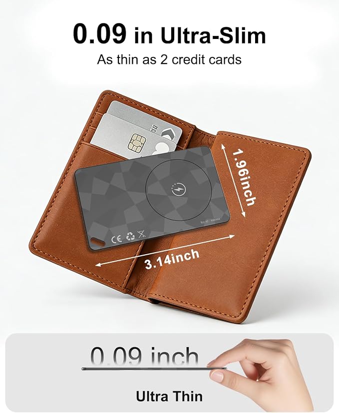 2026 Wallet Tracker Card (iOS and Android) Slim Tracking Card, 6-12 Years Battery Bluetooth Smart Card, Work with Apple Find My & Google Find Hub, GPS Locator for Luggage, Passports, Keys, Backpack