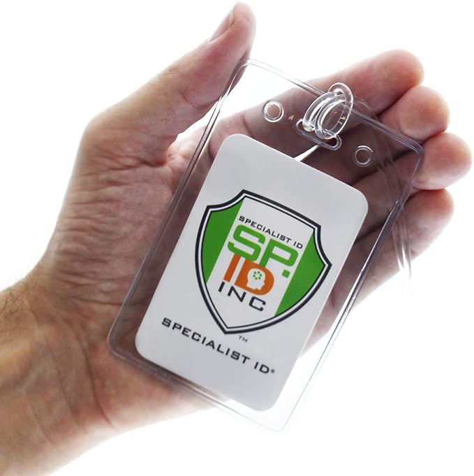 Bulk 25 Pack - Locking TOP Clear Plastic Luggage Identification Tags with Loops Included - Business Card or Photo Insert Bag Tags - Great for Travel and Student ID’s by Specialist ID