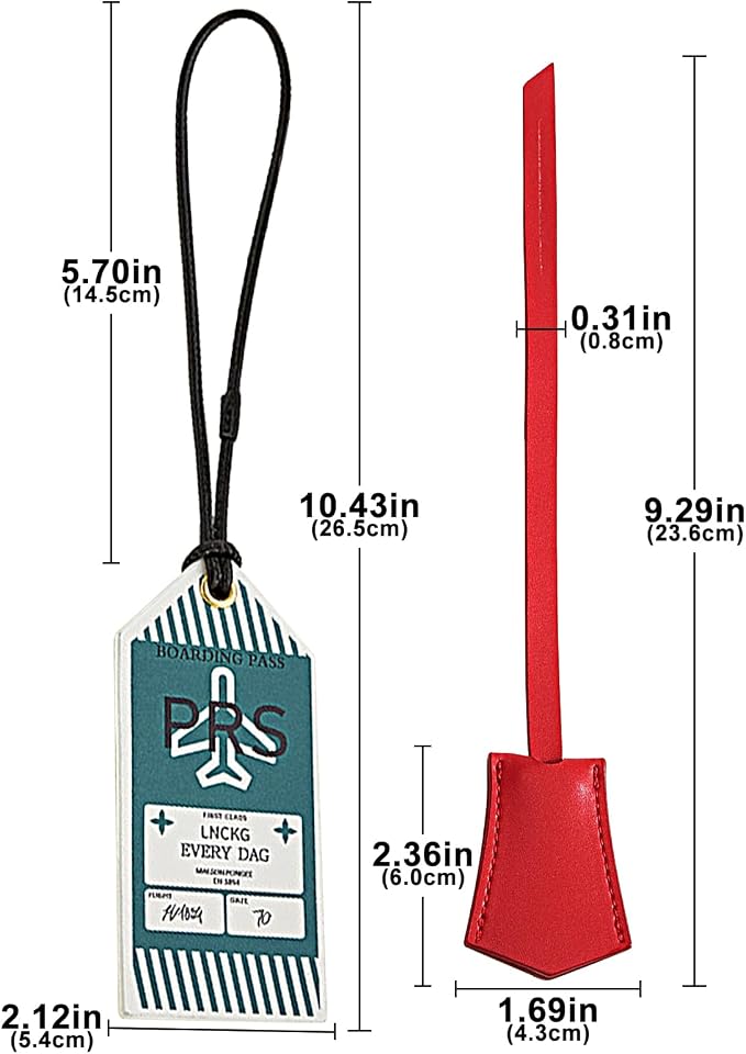 Genuine Leather Bag Charm Decorative Hang Tag & Boarding Pass Keychain for Speedy 25 30 35,Luggage Tag, Suitcase Tags(TAG+Pass-RED)