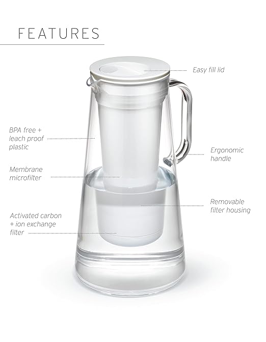 LifeStraw Home – Water Filter Pitcher, 10-Cup, Obsidian, BPA Free Designed for Everyday Protection Against Bacteria, parasites, microplastics, Lead, Mercury, PFAS and a Variety of Chemicals