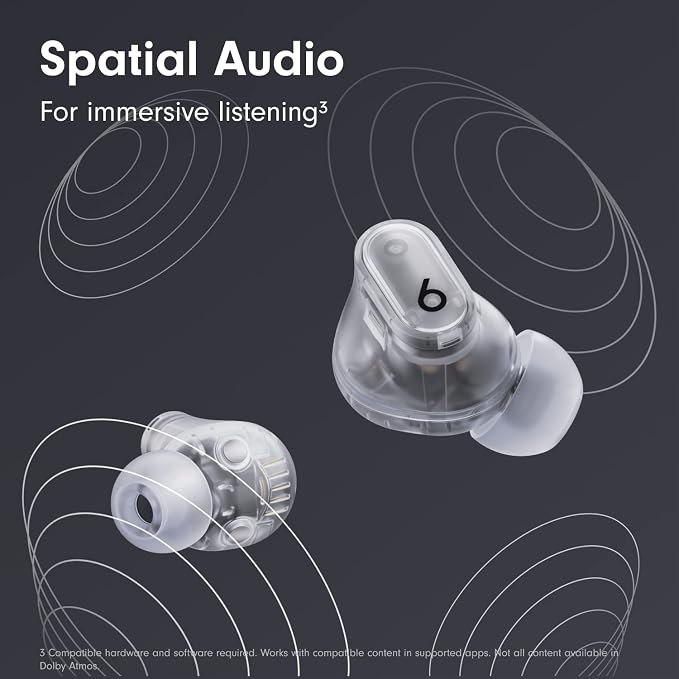 Beats Studio Buds + | True Wireless Noise Cancelling Earbuds, Enhanced Apple & Android Compatibility, Built-in Microphone, Sweat Resistant Bluetooth Headphones, Spatial Audio - Transparent
