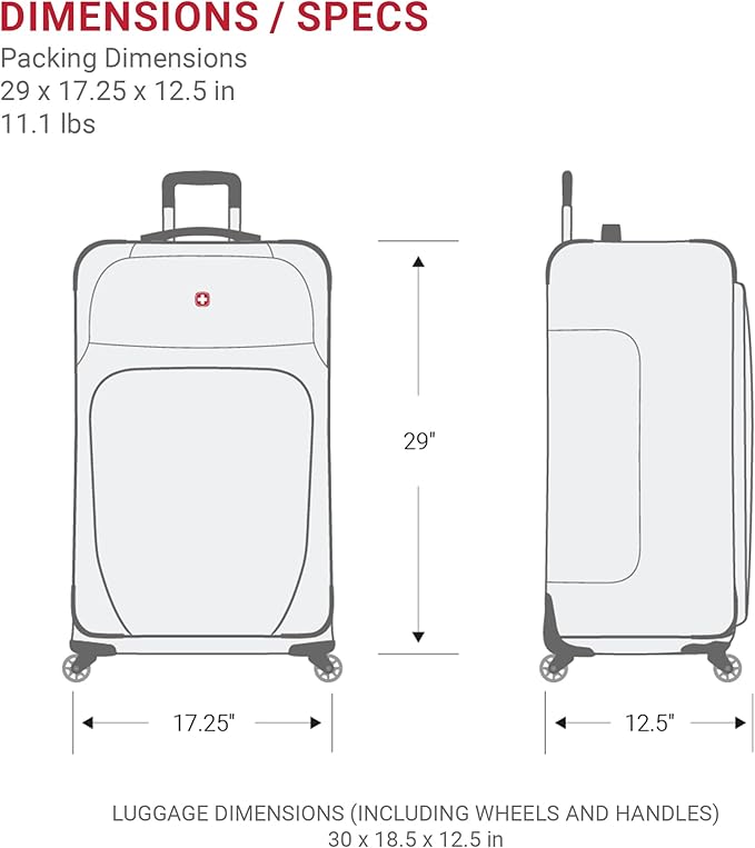 SWISSGEAR Sion Softside Expandable Spinner Luggage Durable Lightweight Travel Suitcase, Merlot, Checked-Large 29-Inch
